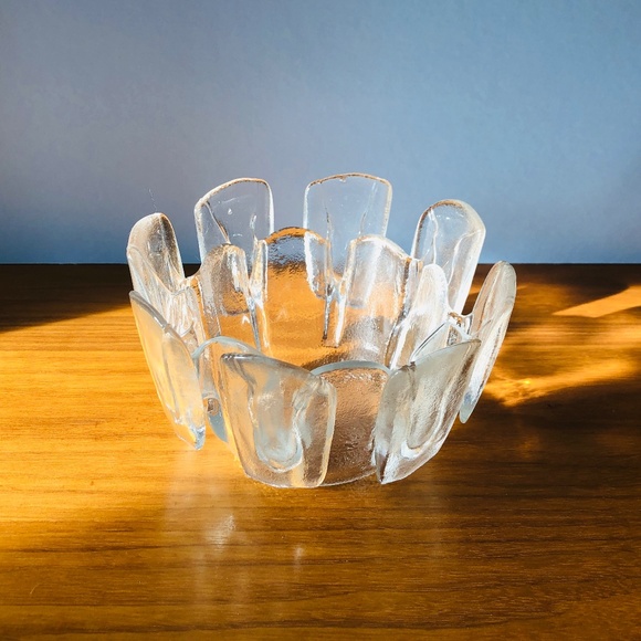 Scandinavian Humppila Ice Glass Textured Bowl, Vintage 1970’s, Made In Finland - Picture 3 of 5